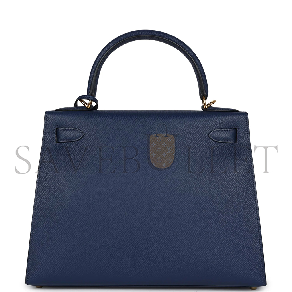 H**mes kelly sellier 28 bleu epsom gold hardware (28*22*10cm)